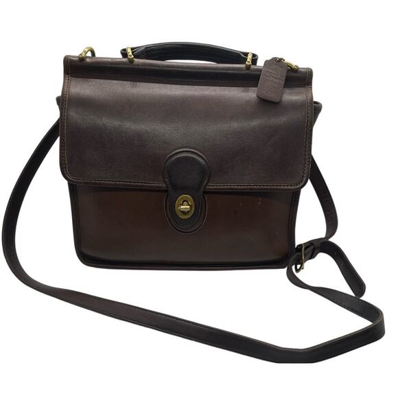 Coach Vintage Willis Turn Lock Brown Leather Crossbody Shoulder Bag - Picture 1 of 10